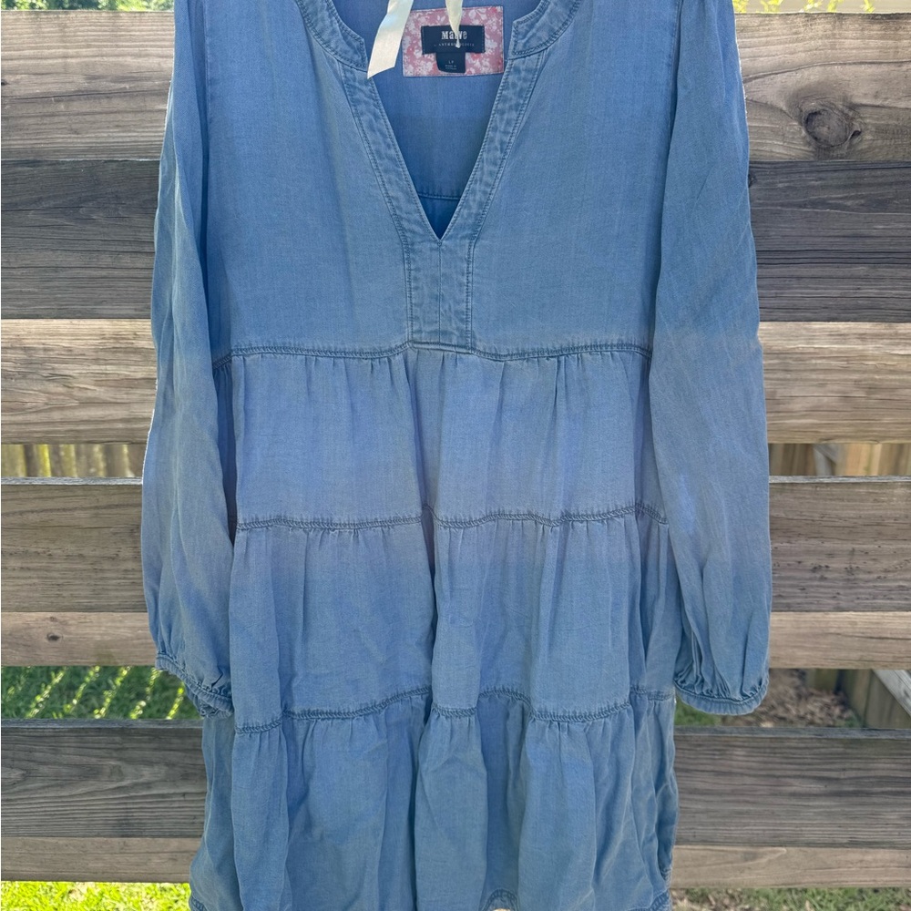 Maeve by Anthropologie Blue Chambray dress